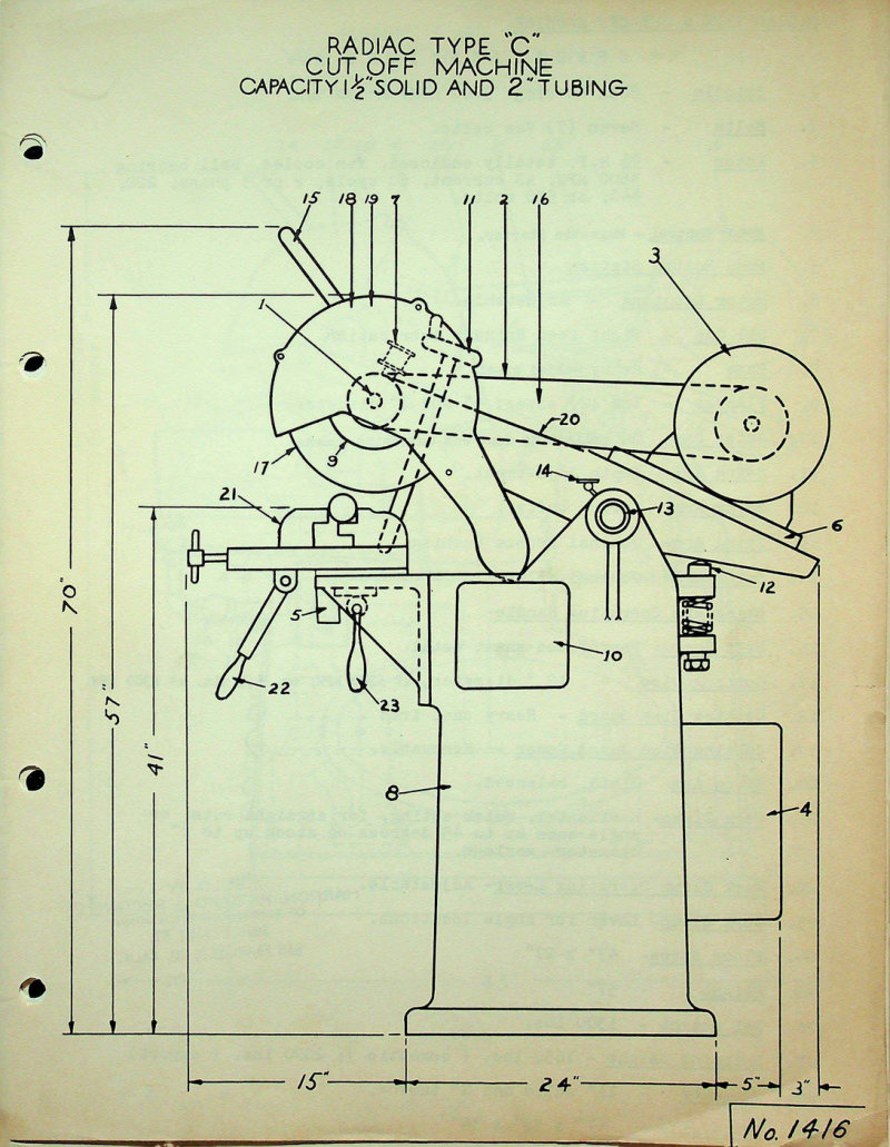 Radiac Type C and J Cut-Off Machines - Parts Lists
