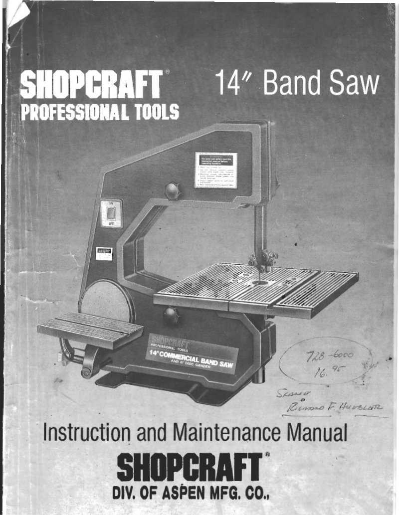 14" Band Saw Instruction and Maintenance Manual
