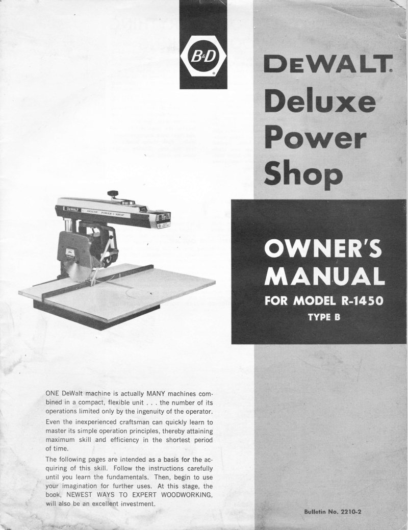 DeWalt R-1450 Type B Owner's Manual