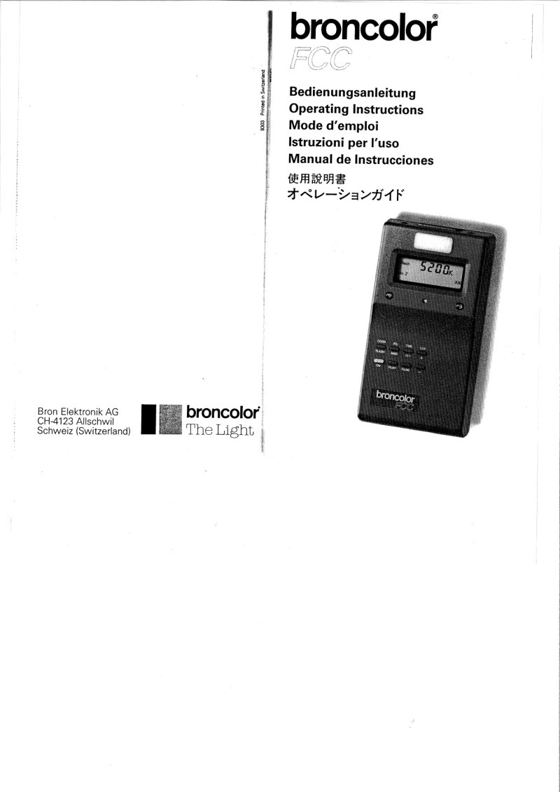 Broncolor FCC Flash Color Chronoscope Operating Instructions