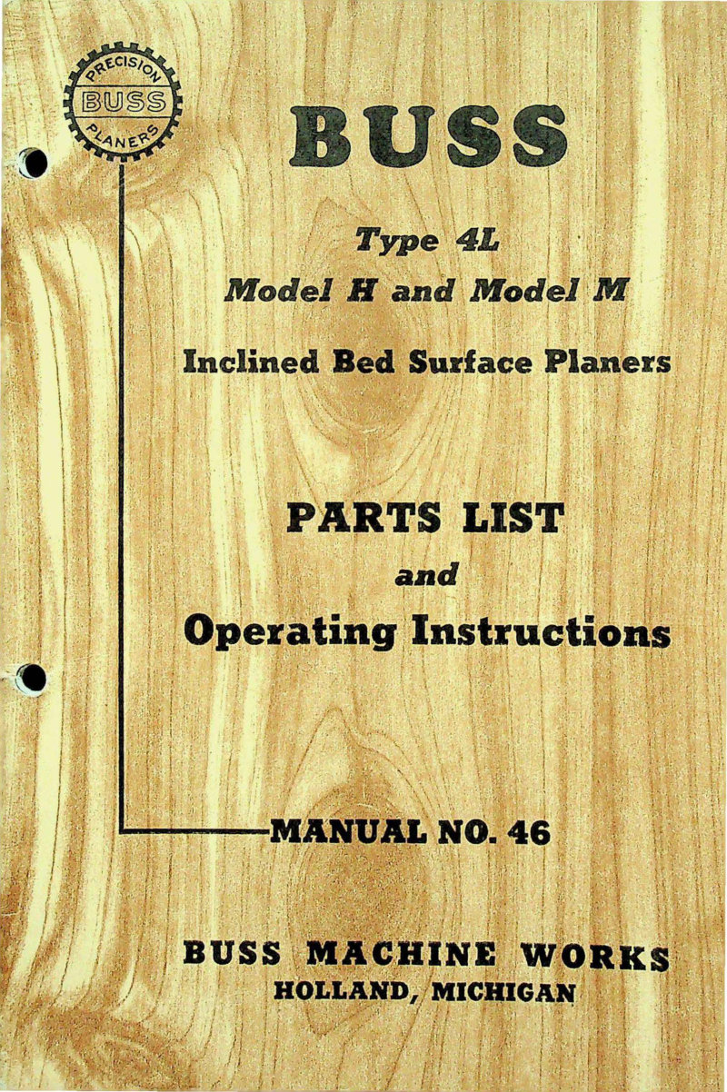 Type 4-L Inclined Bed Surfacer Parts List