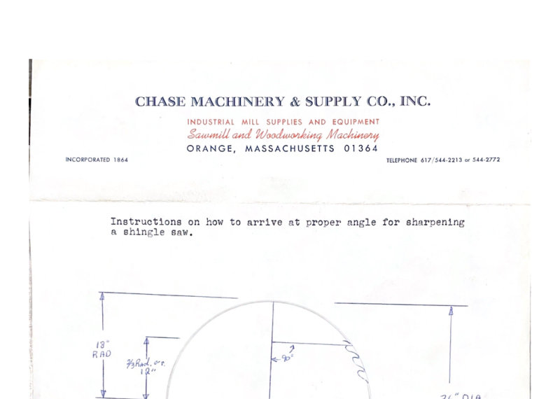 Shingle Saw Sharpening Instructions - Technical Data