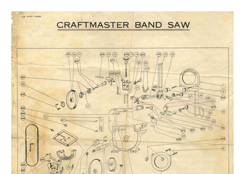 12 JB Craftmaster Band Saw Parts List