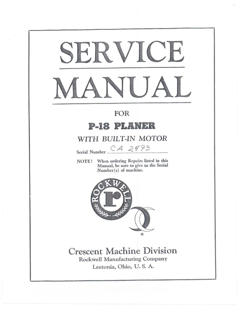 P-18 Planer Service Manual