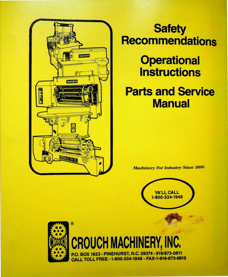Crouch 245-48 Edge Belt Sander Service Manual