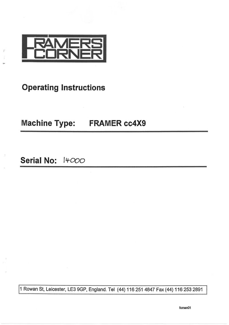 Framer cc4x9 Operating Instructions