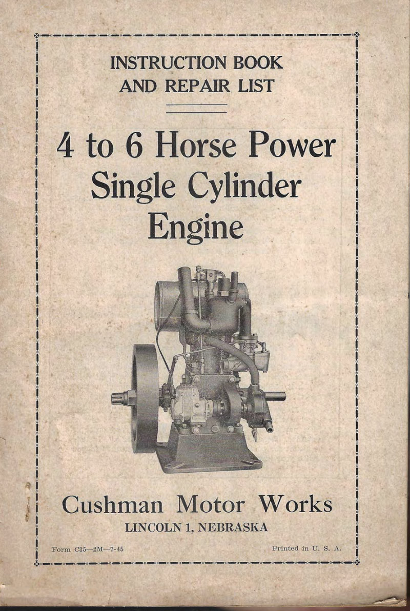 Cushman 4-6 HP Single Cylinder Engine Service Manual