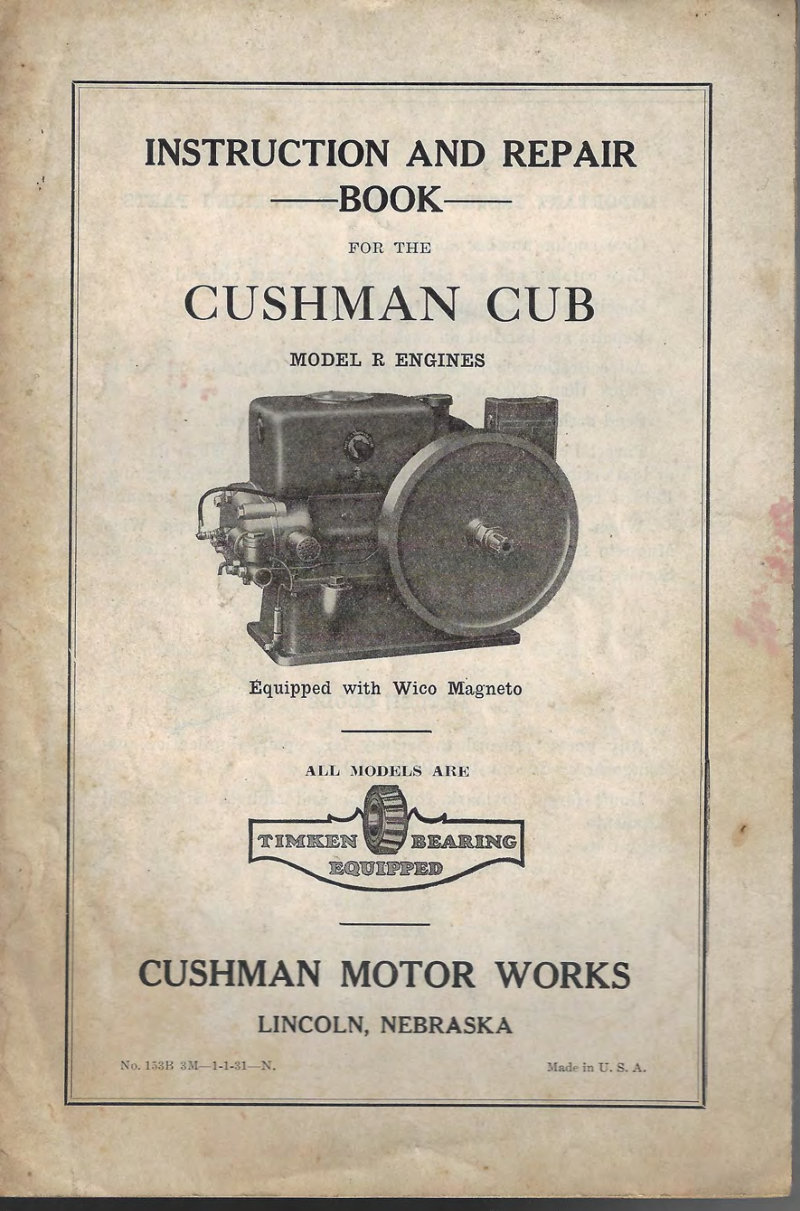 Cushman Cub Model R Engines Service Manual