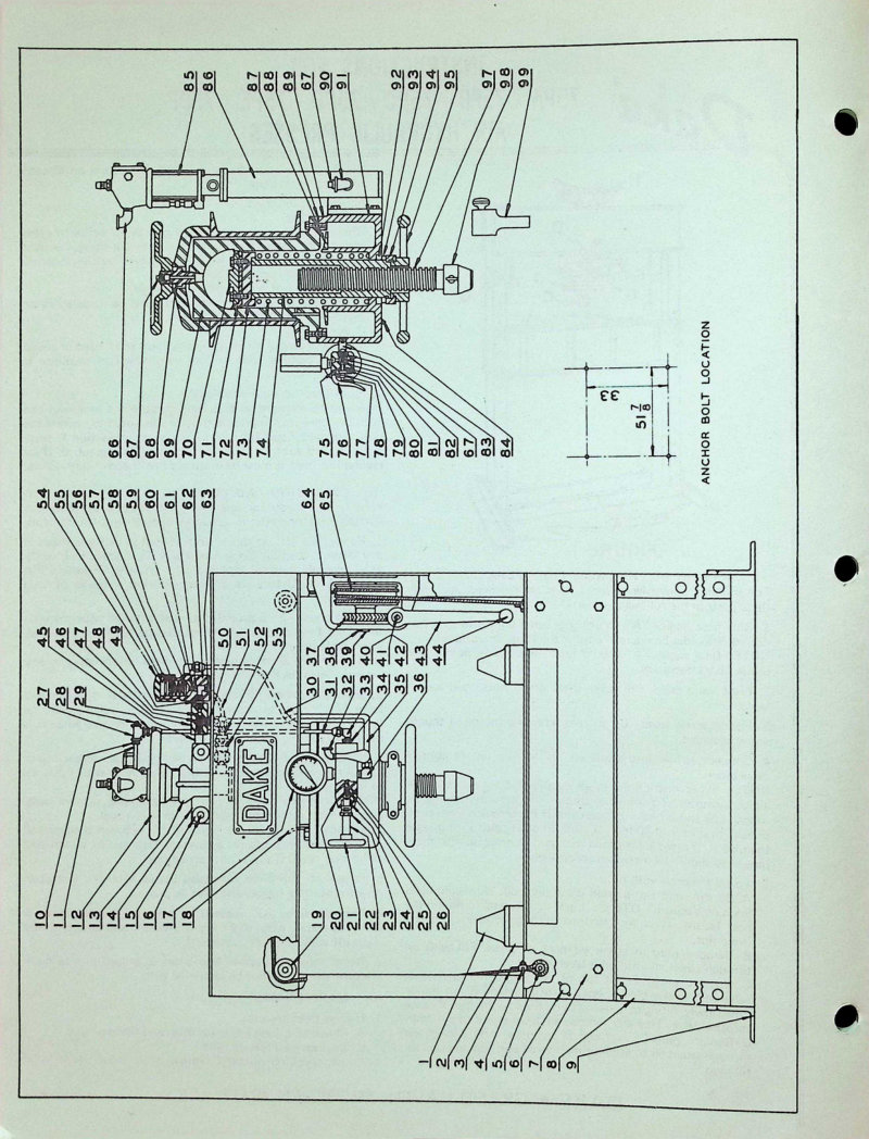 Dake I25 Air Hydraulic Press Parts List