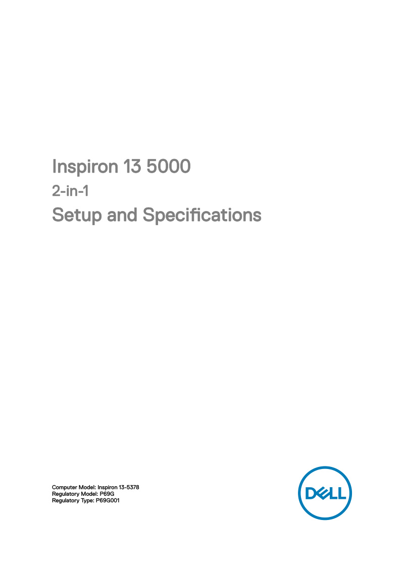 Inspiron 13-5378 2-in-1 Setup and Specifications