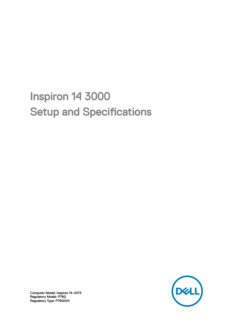 Inspiron 14 3000 Setup and Specifications