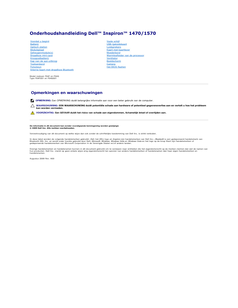 Dell Inspiron 1470/1570 Service Manual