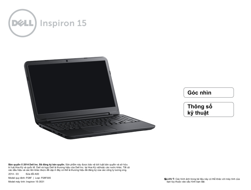 Dell Inspiron 15-3531 Quick Start Guide