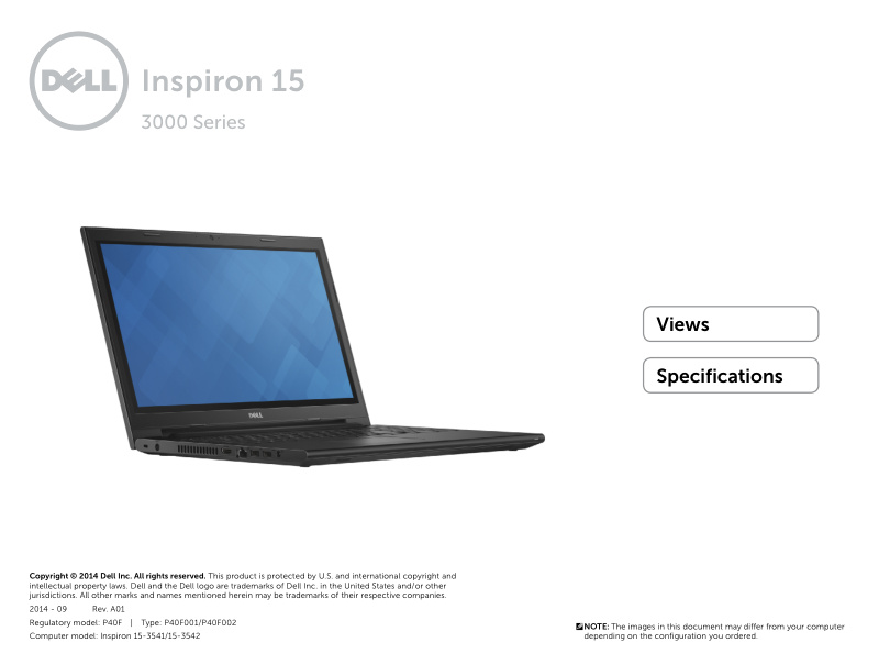 Dell Inspiron 15-3541/3542 Views and Specifications