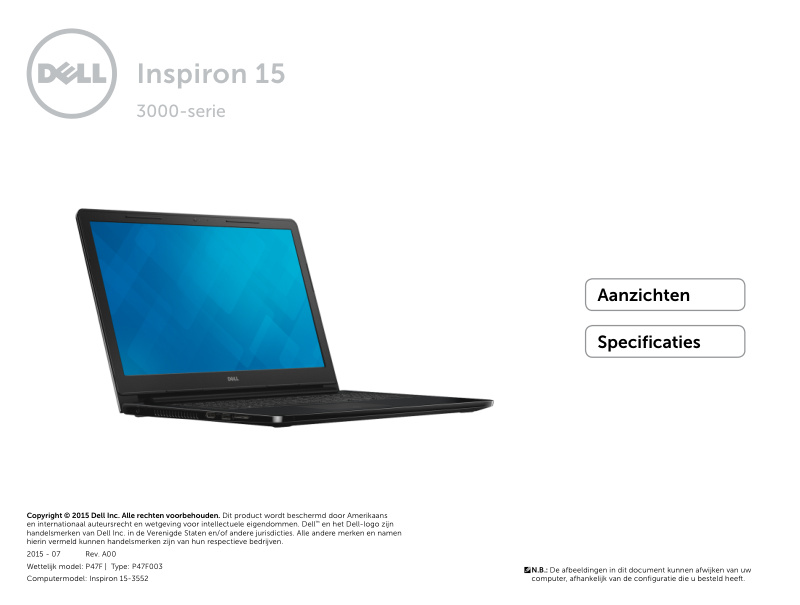 Dell Inspiron 15-3552 Views and Specifications