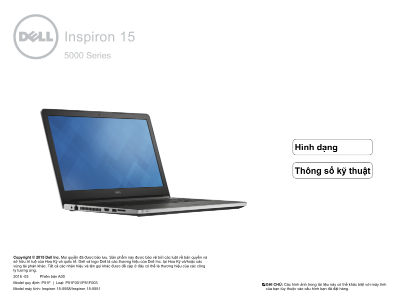 Dell Inspiron 15 5000 Series Setup and Specifications