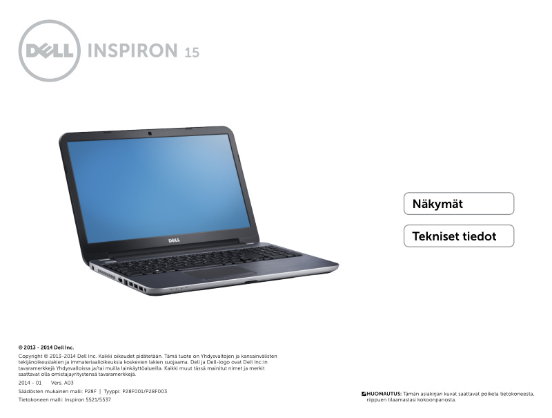 Dell Inspiron 15 5521/5537 Technical Specs and Views