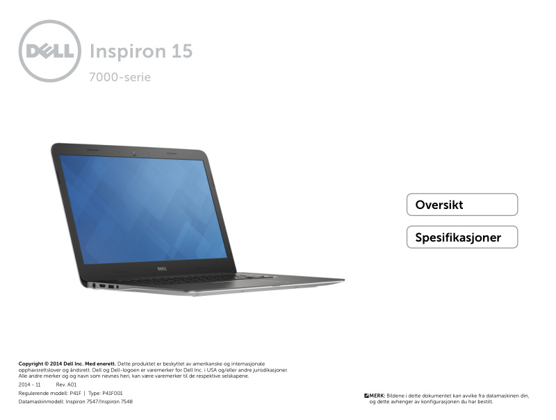 Dell Inspiron 15 7000 Series Quick Start Guide