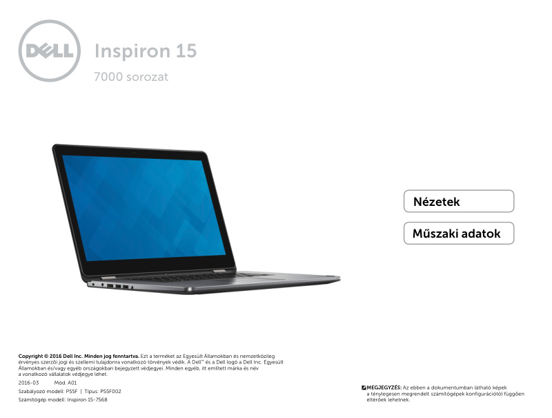 Dell Inspiron 15-7568 Setup and Technical Specifications