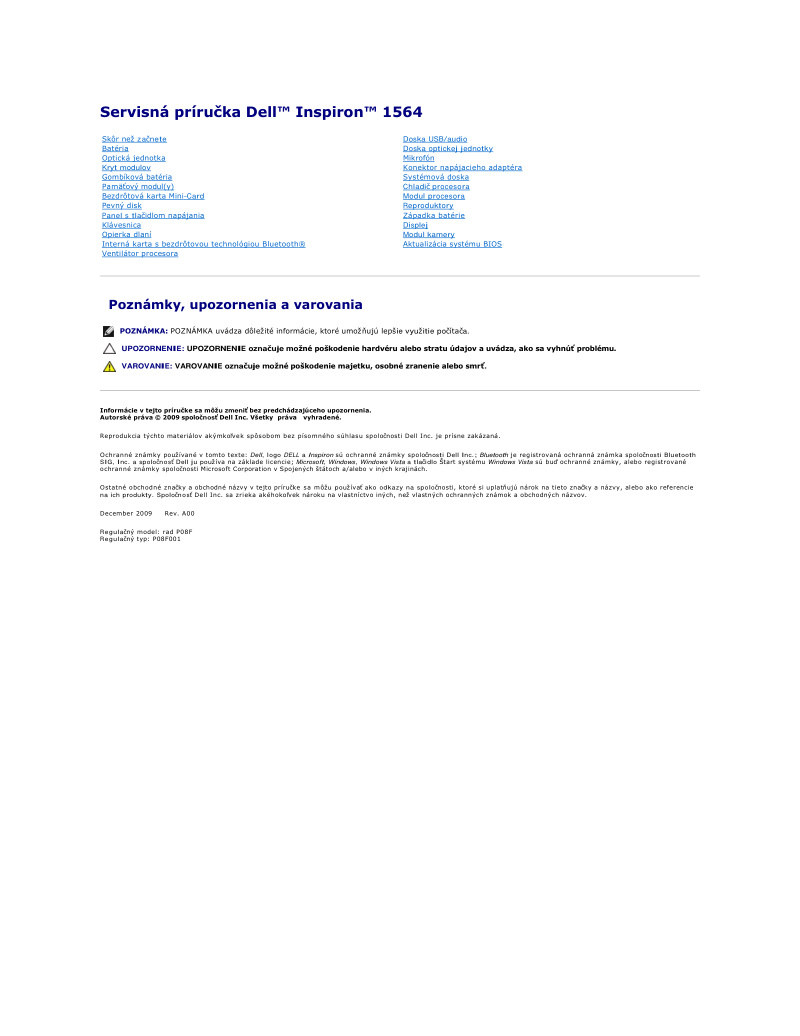 Dell Inspiron 1564 Service Manual