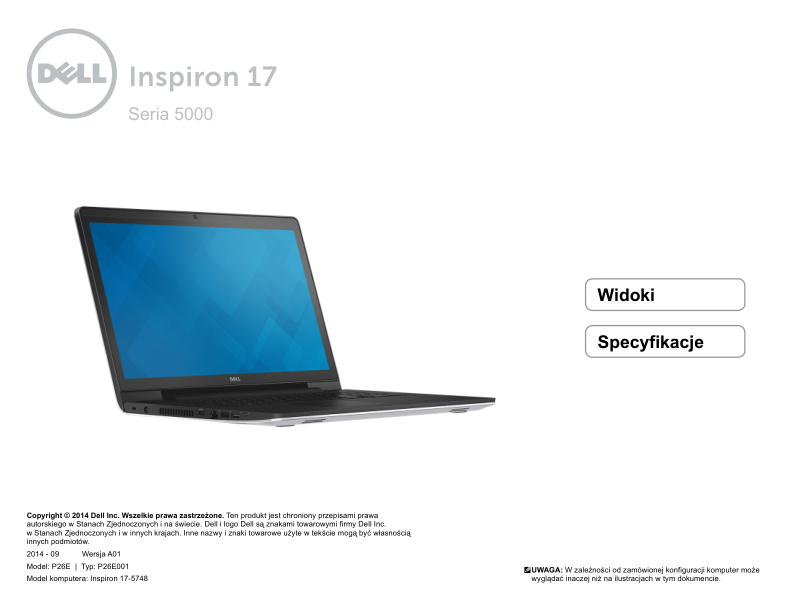 Dell Inspiron 17-5748 Series 5000 Views and Specifications