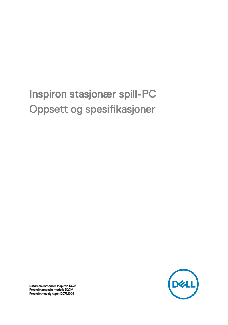 Inspiron 5675 Desktop Gaming PC Setup and Specifications