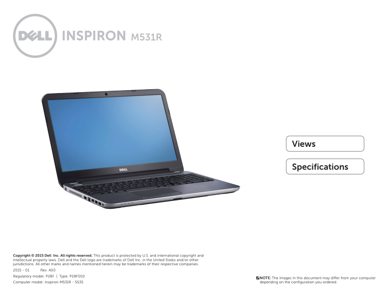 Dell Inspiron M531R-5535 Views and Specifications