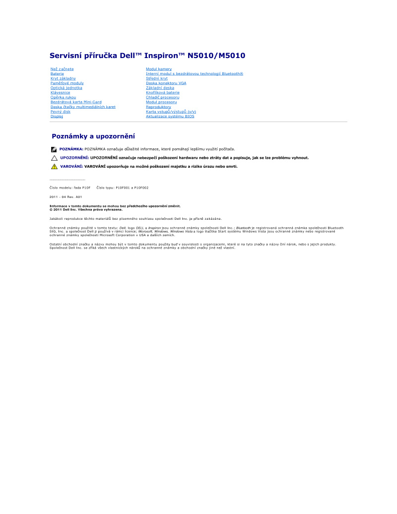 Dell Inspiron N5010/M5010 Service Manual