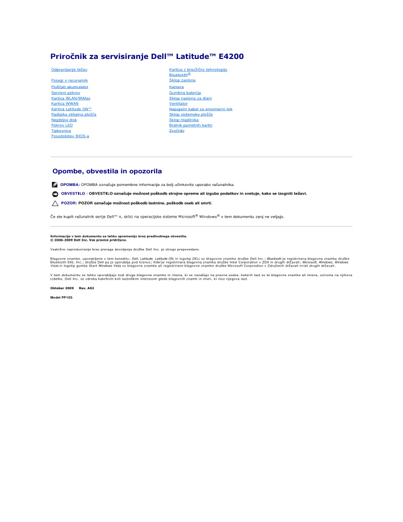 Dell Latitude E4200 Service Manual