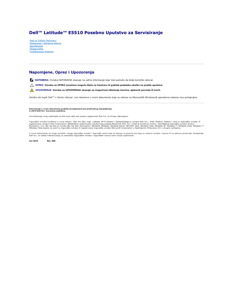 Dell Latitude E5510 Service Manual