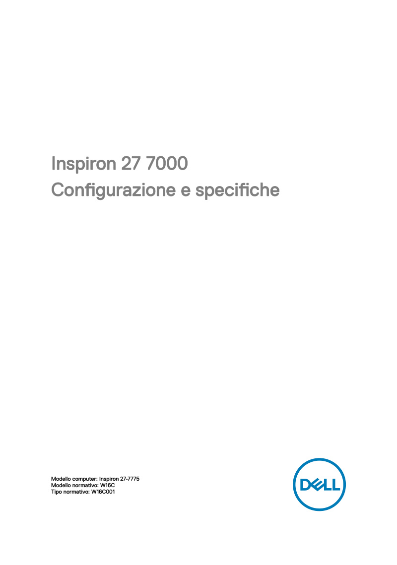 Inspiron 27 7000 Configuration and Specifications