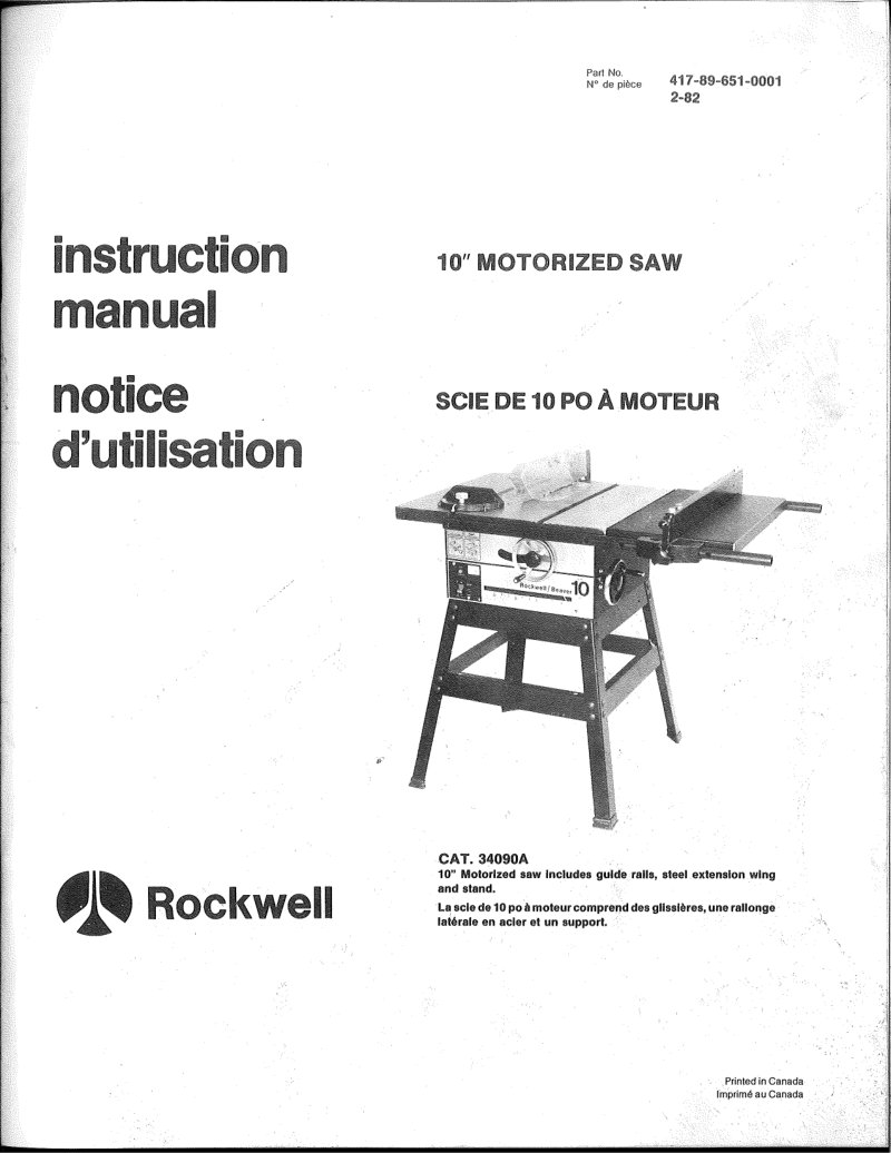 10 Motorized Saw Instruction Manual