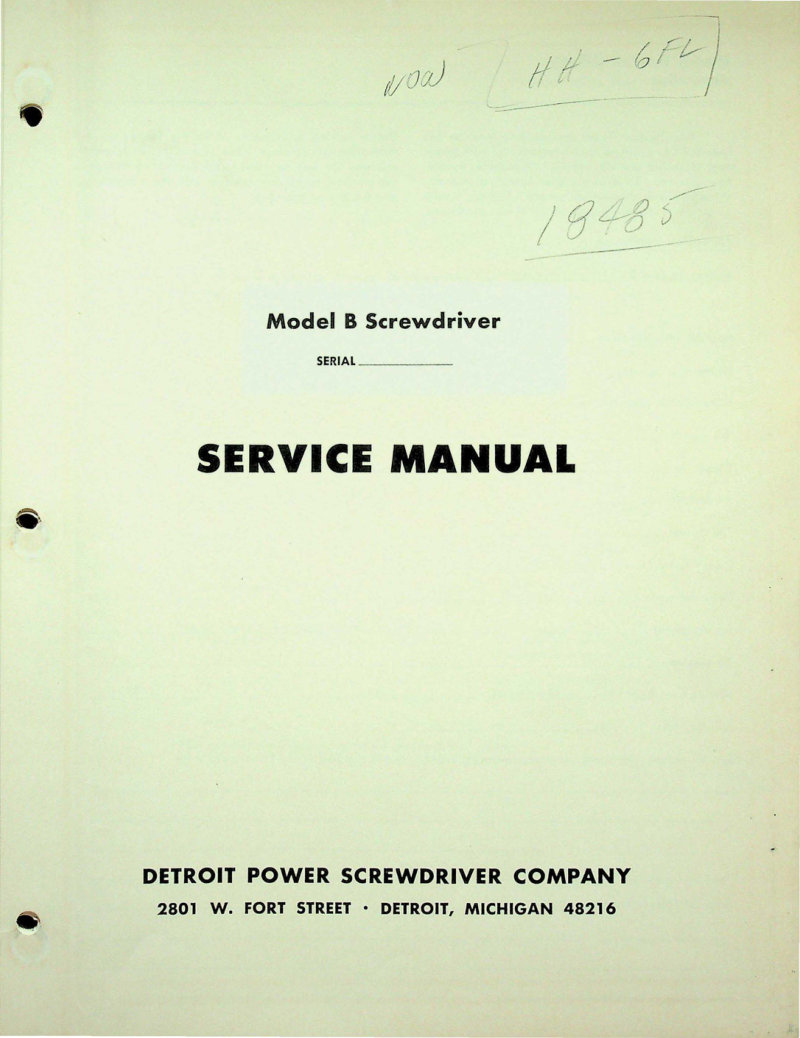 Model B Screwdriver Service Manual