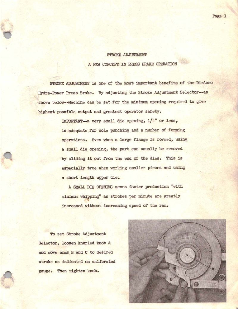 12 Ton Hydra Power Press Brake Operating Manual