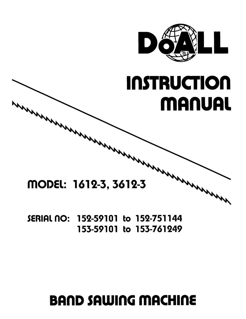 DoAll 1612-3, 3612-3 Instruction Manual