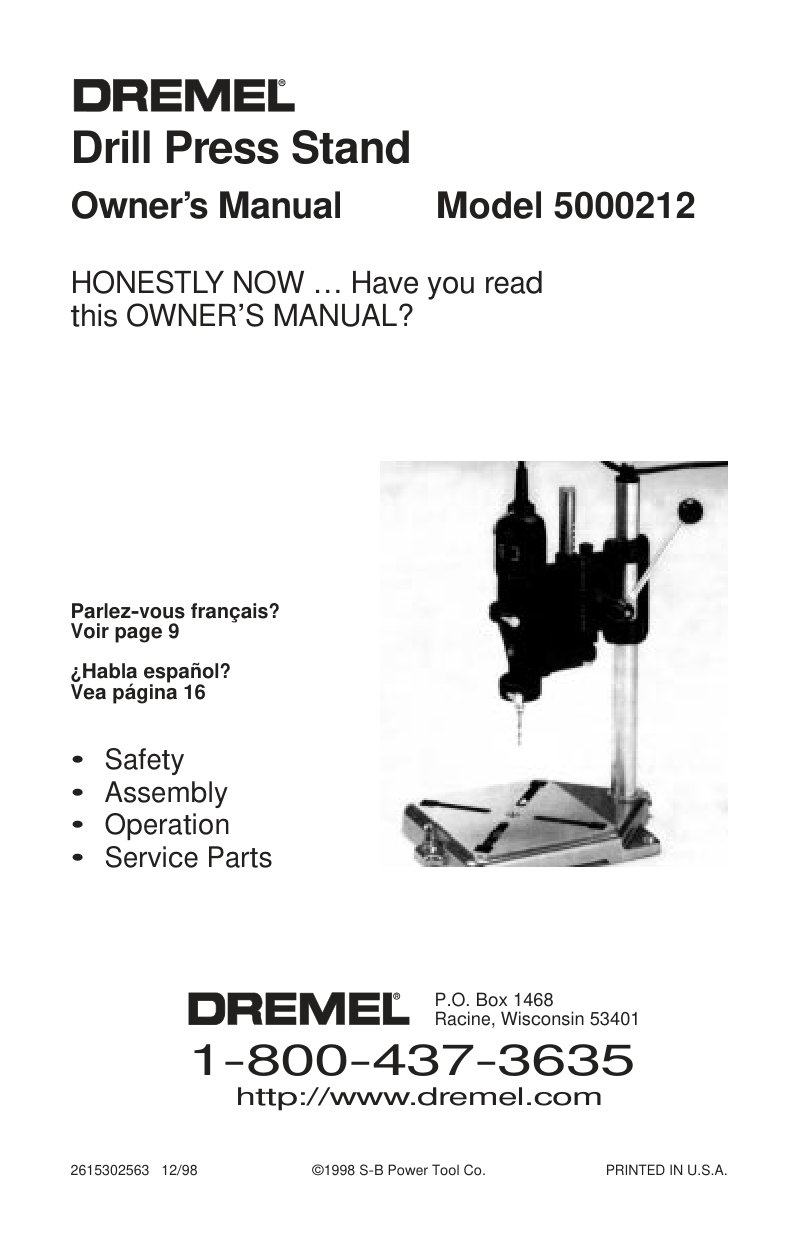 Dremel 5000212 Drill Press Stand Owner's Manual
