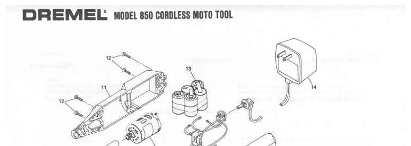 Dremel 850 Cordless Moto-Tool Parts List