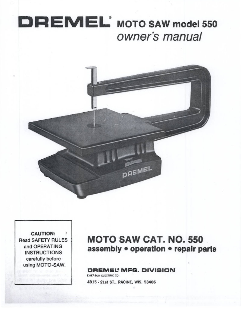 Dremel Moto Saw 550 Owner's Manual