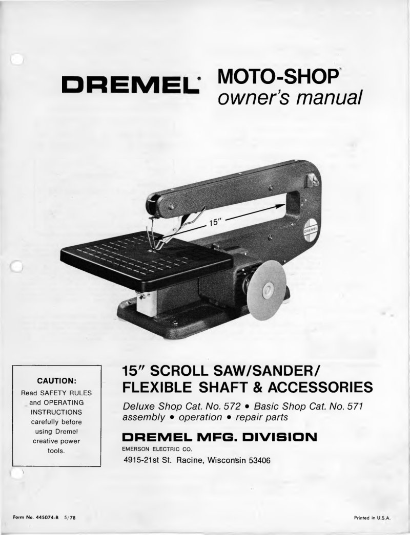 Dremel Moto-Shop Owner's Manual