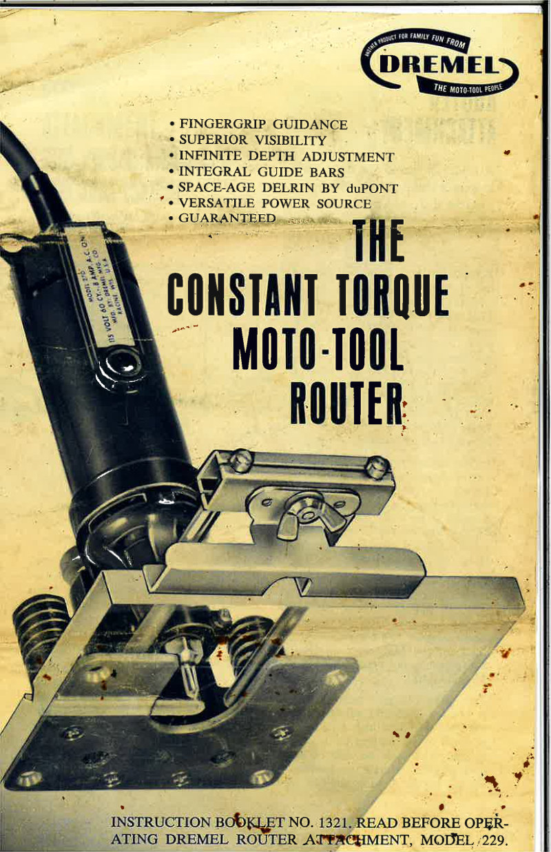 Moto-Tool Model 229 Router Attachment Manual