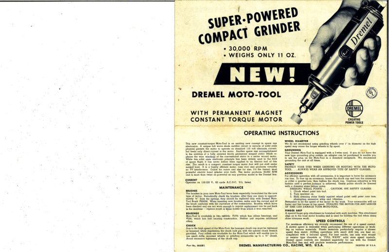 Dremel Moto-Tool Models 270-280 Owner's Manual