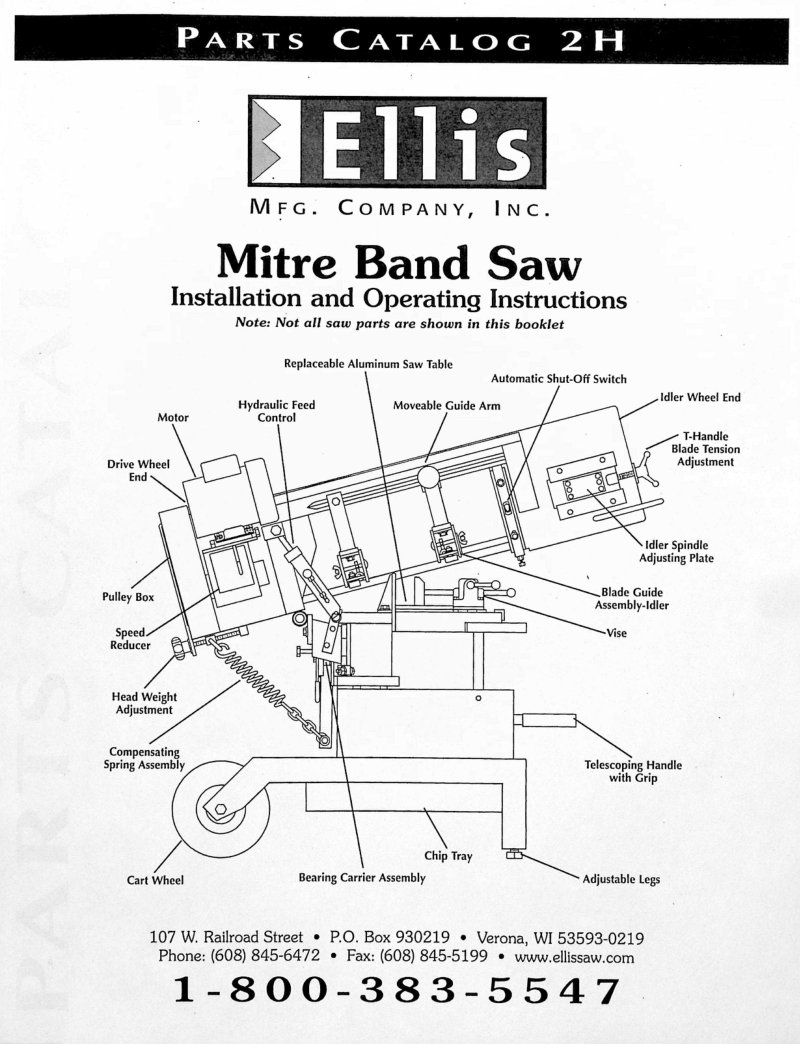 Mitre Band Saw Installation and Operating Manual