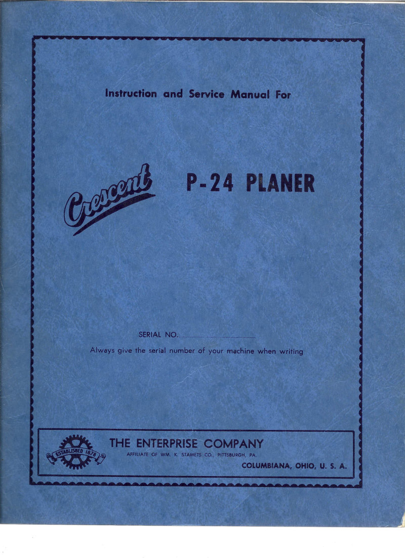 P-24 Planer Service Manual