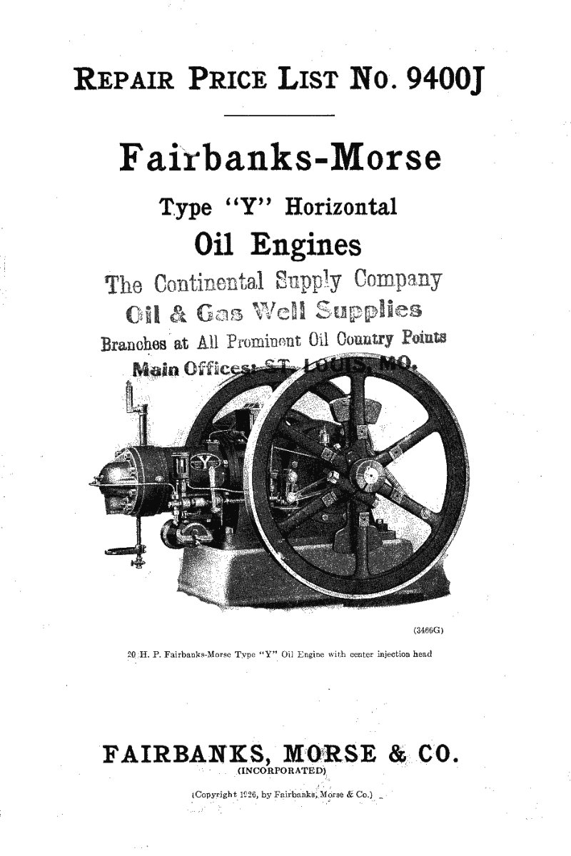 Fairbanks-Morse Type Y Oil Engines Repair Price