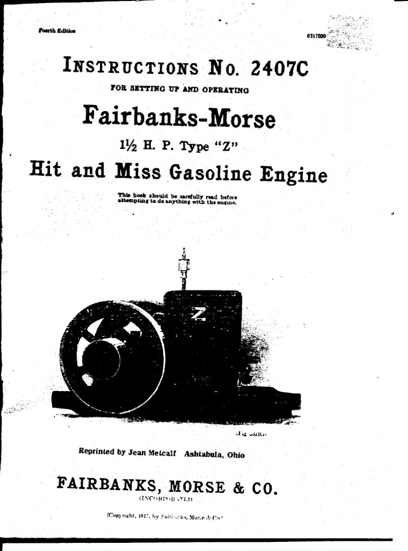 Fairbanks-Morse Type Z 1.5 HP Owner's Manual