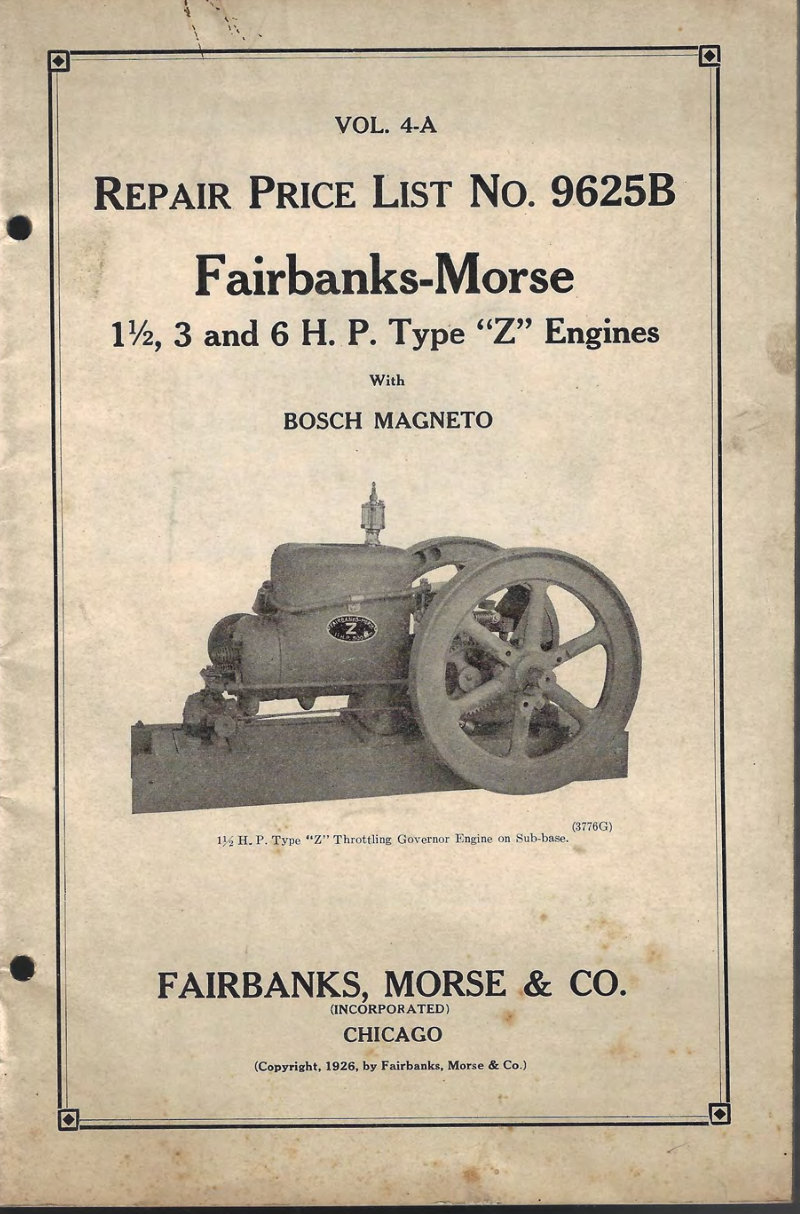 Fairbanks-Morse Z Engines Repair Parts List