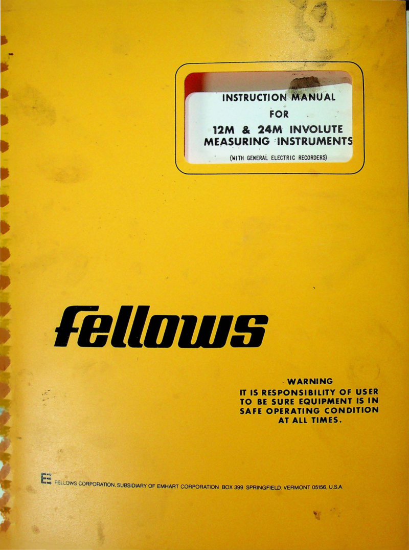 12M & 24M Involute Measuring Instruments Manual