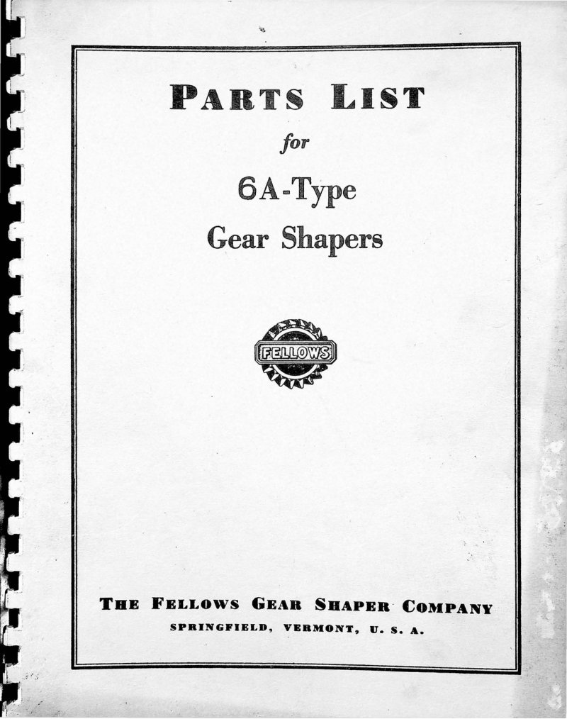 6A-Type Gear Shapers Parts List