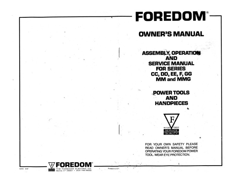 Foredom CC-MMG Owner's Manual and Service