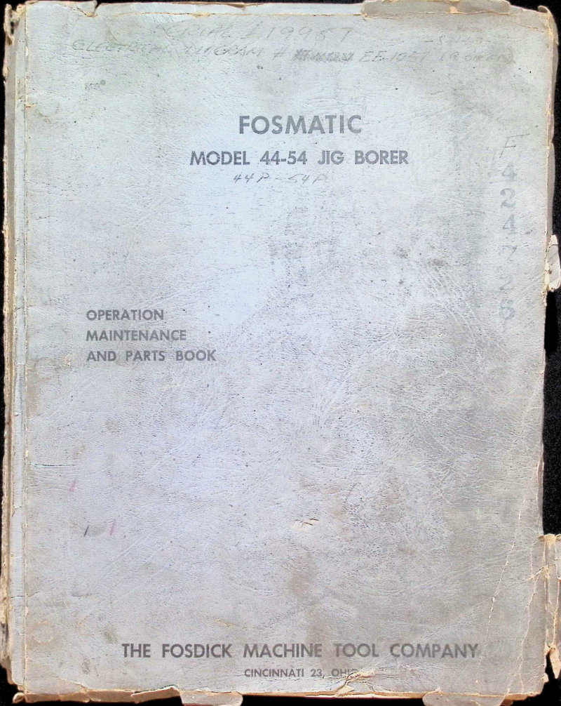 Fosmatic 44-54 Jig Borer Service Manual